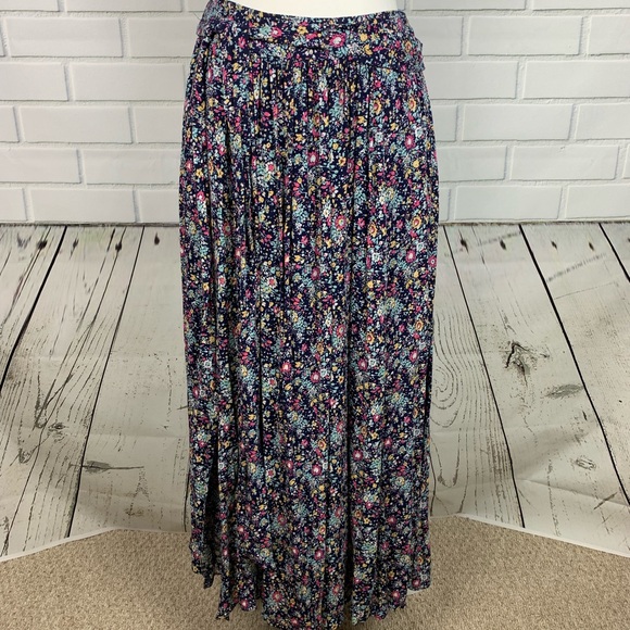 🔥MAISON JULES🔥Floral Print Tie-Front Slit Maxi Skirt Navy XL NWT - Picture 2 of 4